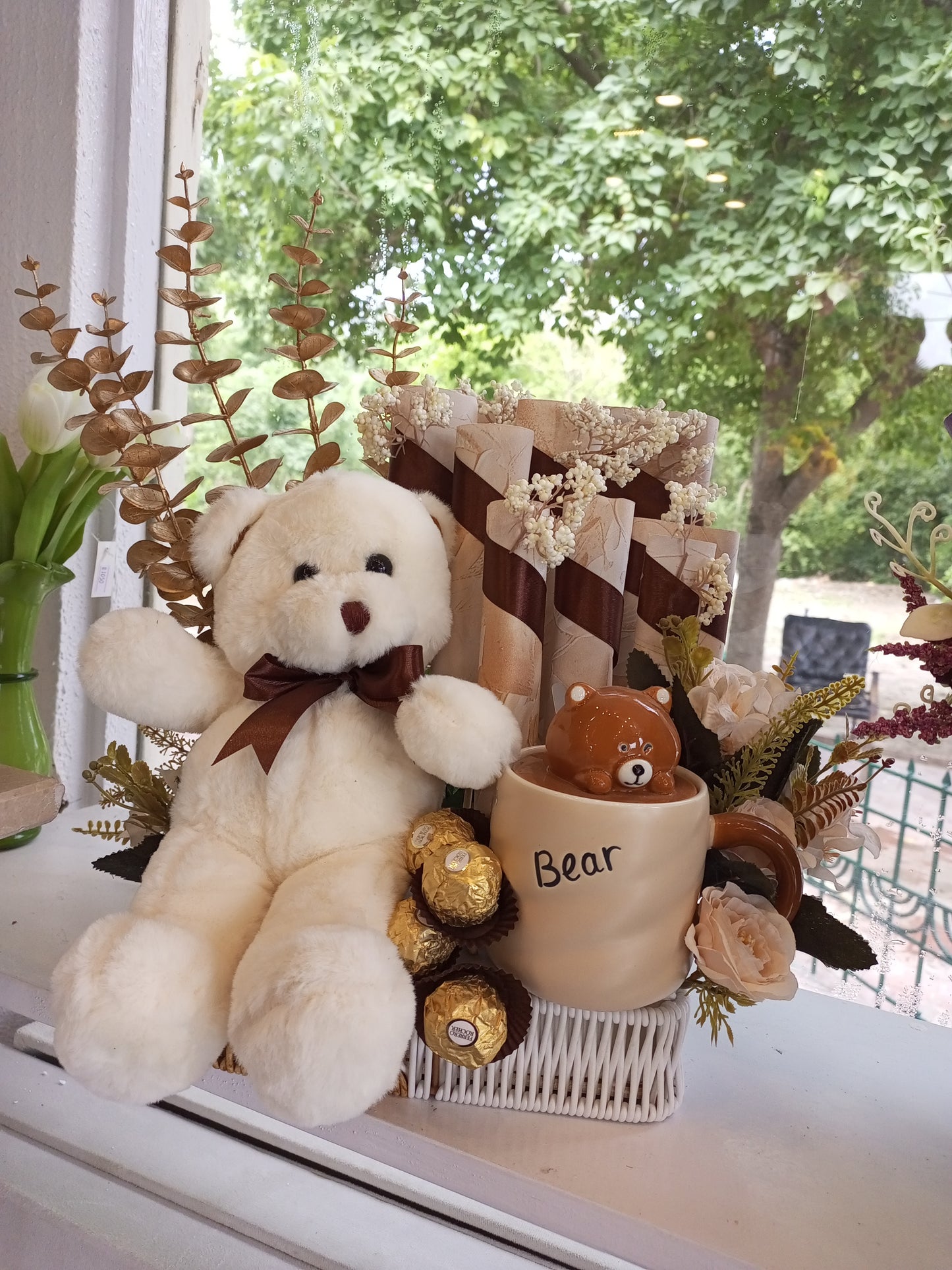 Teddy Bear Basket with chocolates