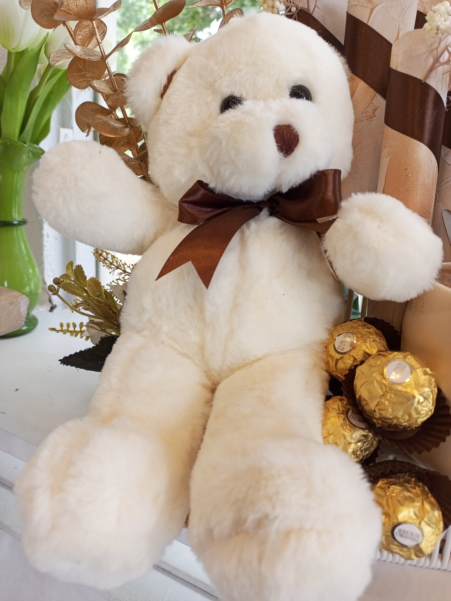 Teddy Bear Basket with chocolates