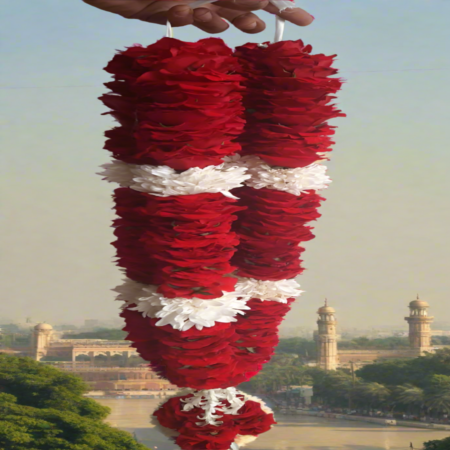 Groom Mala of Red Rose and Chrysanthemum