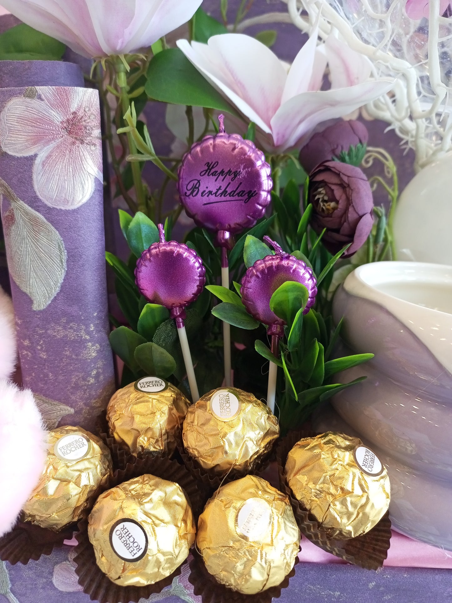 Happy Birthday Basket with chocolates and Baloon